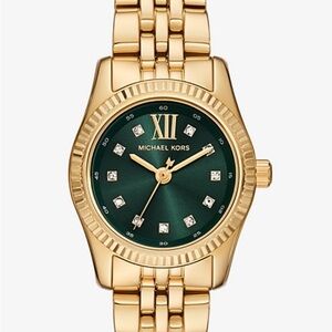 MICHAEL KORS Petite Lexington Pavé Gold-Tone Watch women’s